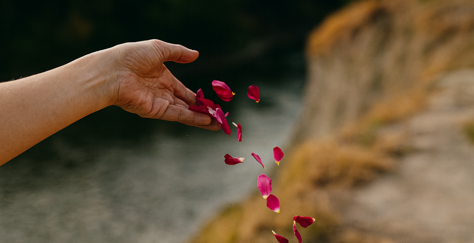 burgendy_petals_being_dropped_by_hand
