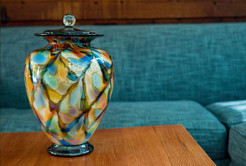 Interlude Hand Blown Glass Urn